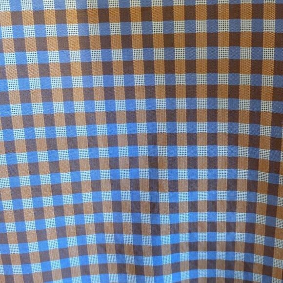 Lafayette 148 New York Orange and Blue Checkered Button Down Shirt - Picture 3 of 7